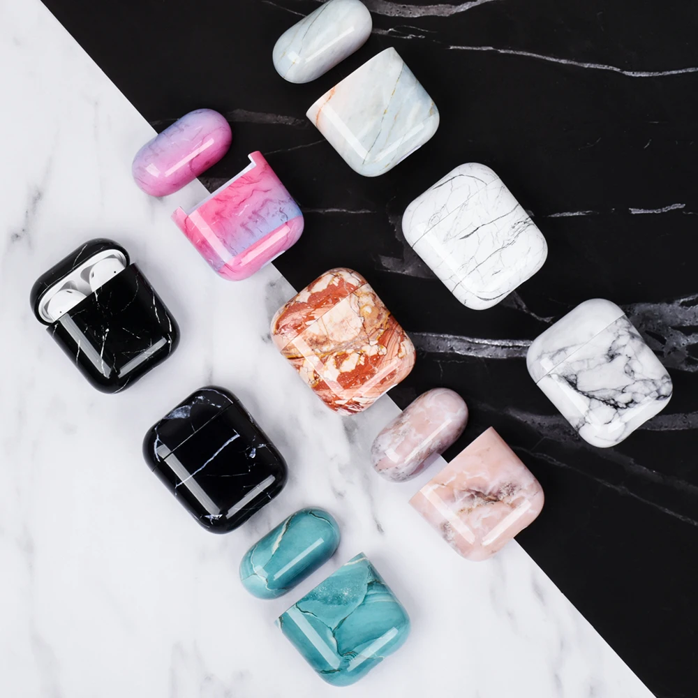 Роскошный чехол для Airpods 2 наушников с мрамором s Apple беспроводные наушники Bluetooth Air