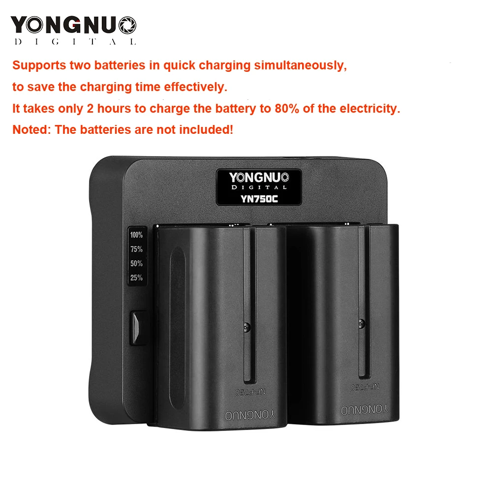 

YONGNUO YN750C Lithium Battery Charger Dual Channel Battery Fast Charge Compatible for Sony NP-F750 NP-F950/B NP-F530 NP-F550