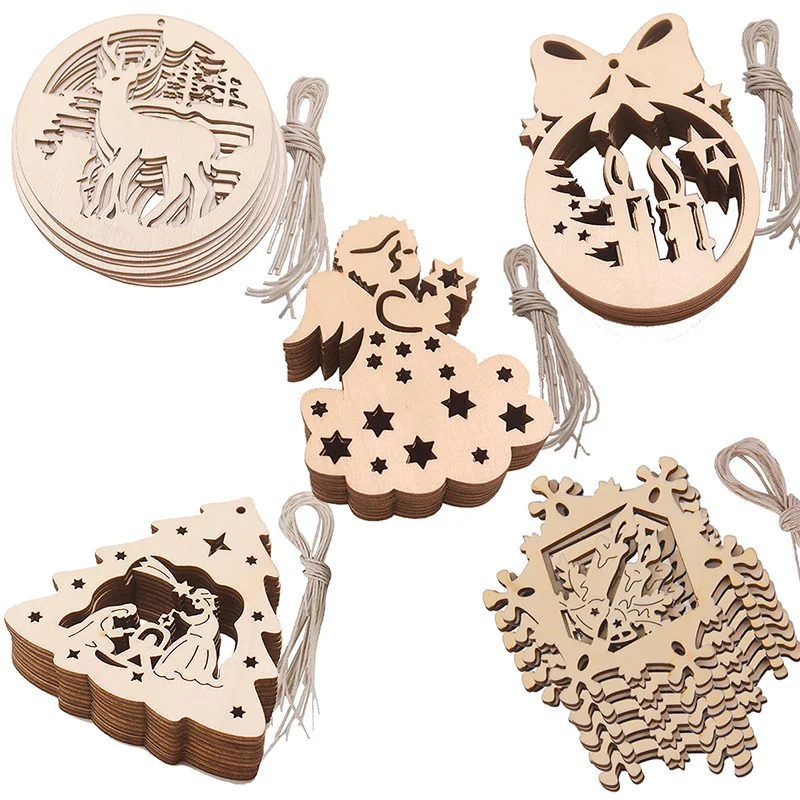 10 шт. натуральное дерево с веревкой 2 м подвеска на рождественскую елку подвесное