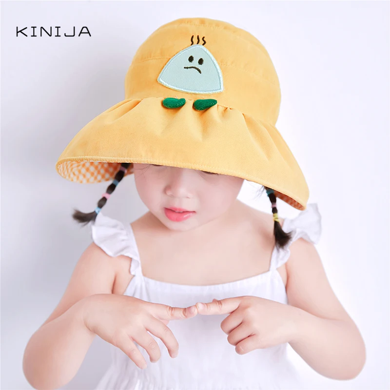Модная Милая Детская шляпка с рисовым шариком мультяшная детская шляпа от солнца