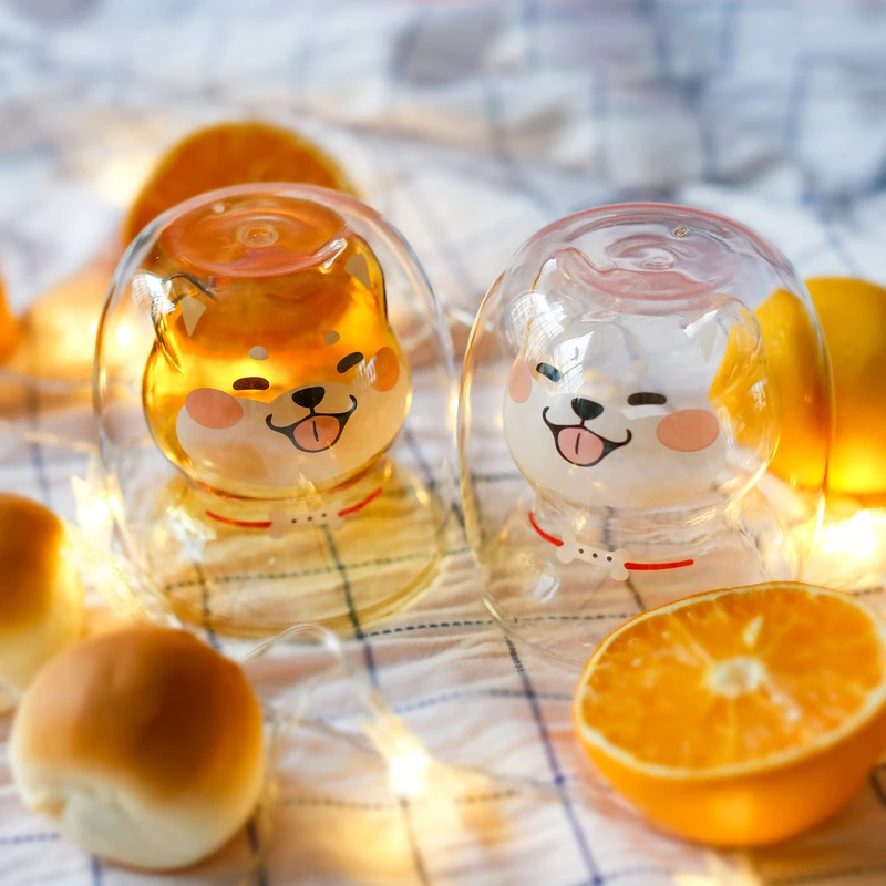 Кружка с двойными стенками Шиба теплоизоляционные кружки для очков милая чашка