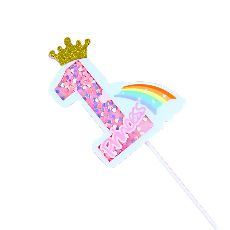 Блестящие Блестки розовый с днем рождения Бабочка цифры Радуга для детей