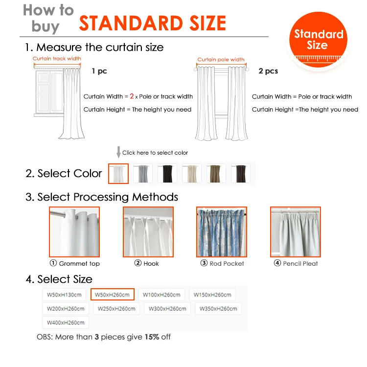 

New Year Blackout Curtains for window Mordern 100% Polyester Grommet Top Solid Color for living room for bedroom Standard size