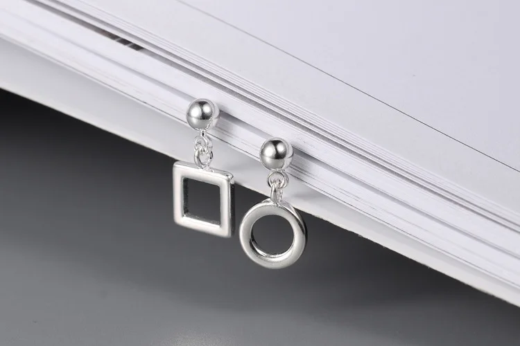

Fashion 3 Styles 925 Sterling Silver Earrings Circle Square Stud Earrings for Women Jewelry Gifts Sterling-silver-jewelry