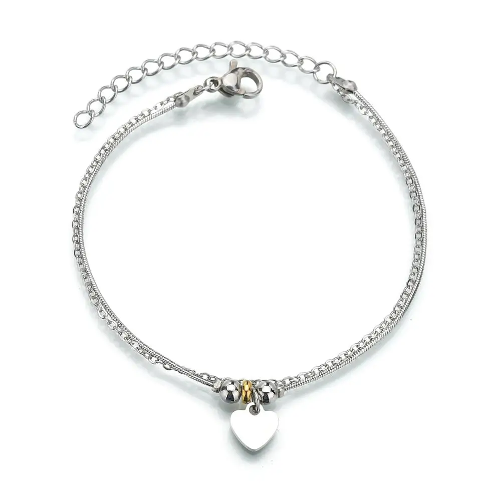 Goxijite многослойный любовный браслет с кулоном сердце для женщин стальные