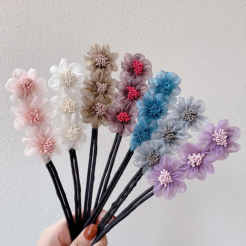 

Kroean Pearl Hairpin Bun Hairstyle Hair Stick Women Hair Scrunchies Headband Hairband Flower Hair Maker Tools Hair Accessories
