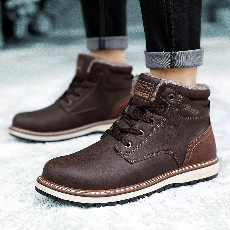 

Men snow Boots plush Warm Fur Winter Shoes Men Zapatillas Hombre Winter Mens Shoes Casual ankle Boots Male Sneakers