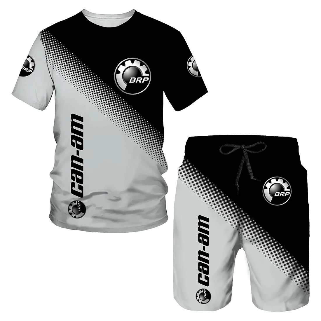 

2021 Men's 3D Short Sleeve Beach Print Casual Slim Athlete T-shirt Shorts Sports Suit Symbol Men's Casual Breathable Suit