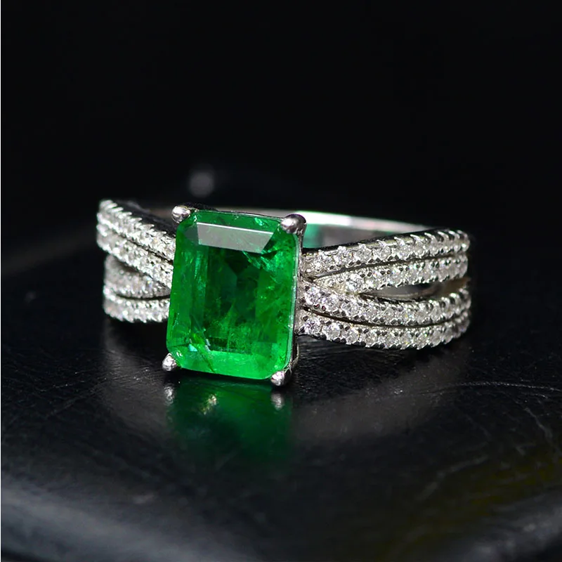 Модные Изумрудное кольцо для женщин Nordic прямоугольник 7*9 мм инкрустация
