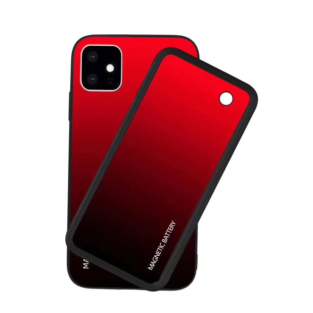 Для iPhone 11 Pro Max Беспроводная Магнитная батарея зарядное устройство чехол тонкий закаленное стекло ударопрочный внешний аккумулятор i11 зарядный чехол