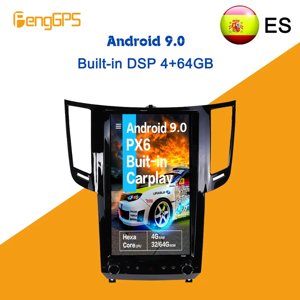 Мультимедийная система Tesla для Infiniti стерео на Android с GPS Wi Fi PX6 64 ГБ 13 6 дюйма FX 25 FX35 FX37