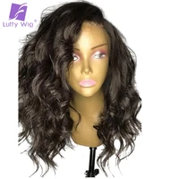 13x6 short wavy lace front human hair wigs brazilian remy hair hd lace front wig 250 density glueless for black women luffywig