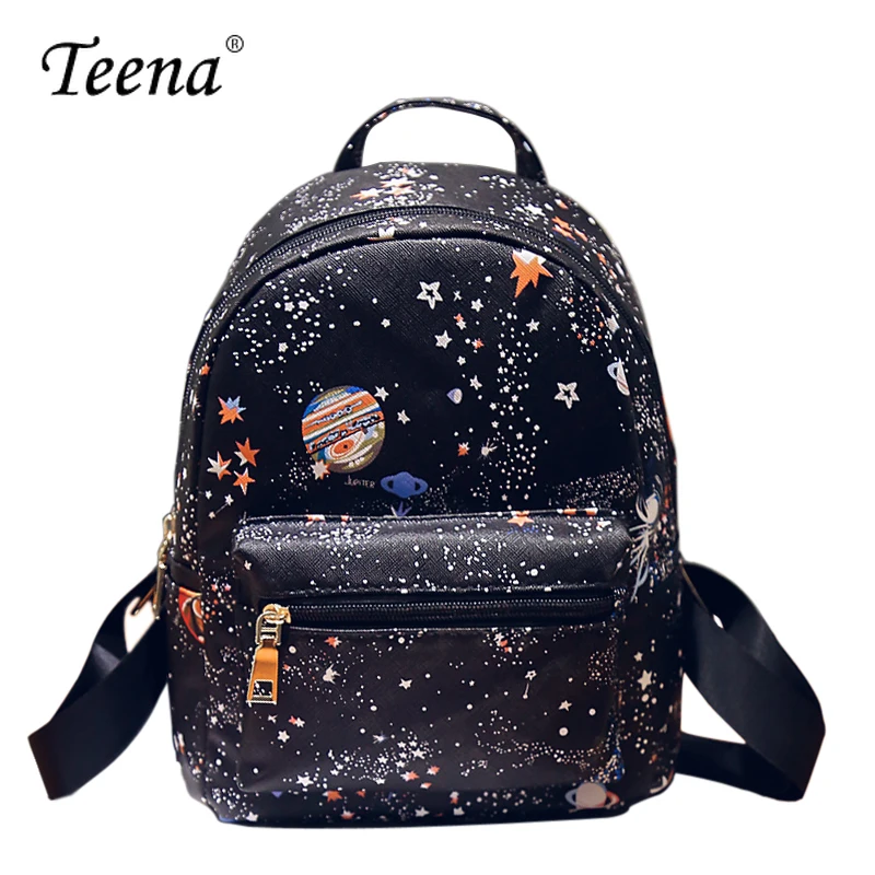 

2021 New Fashion Star Universe Printing Women's Small Leather Backpack For Girls Kids Ladies Mini Backpacks Cute Lightweight Bag