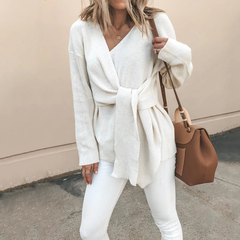 Осенне-зимняя одежда с v-образным вырезом Уличная Повседневная Женская мода