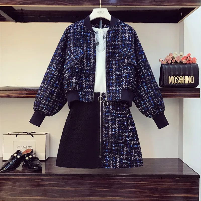Женская мода с рукавами летучая мышь твидовые Лоскутные короткая куртка пальто +