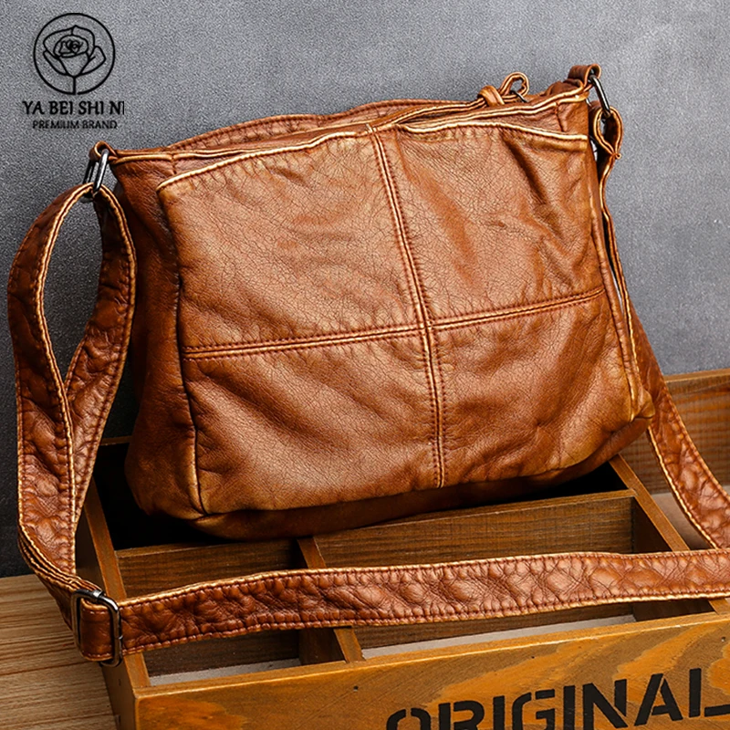 Коричневые кожаные сумки через плечо для женщин Сумка высокое качество PU ведро