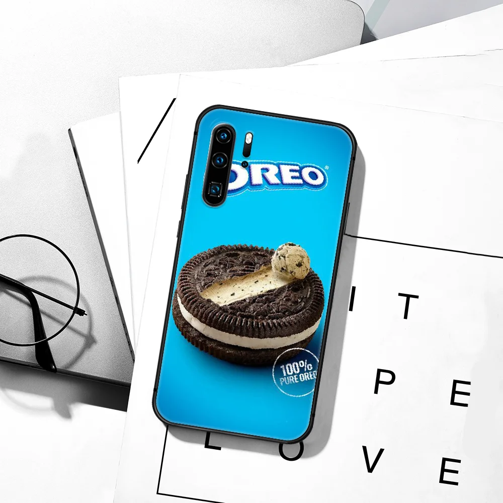 

O-OREOs Cookies Brand Milk Phone Case For Huawei P Mate 10 20 30 40 Pro Lite Smart 2019 2021 black Shell Soft Bumper 3D Hoesjes
