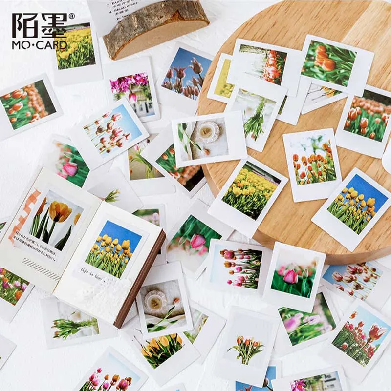 

46Pcs Pretty Tulip Plants Scrapbooking Diy Stickers Pack Decorative Flowers Collection Diary Journal Washi Paper Sticker for Art
