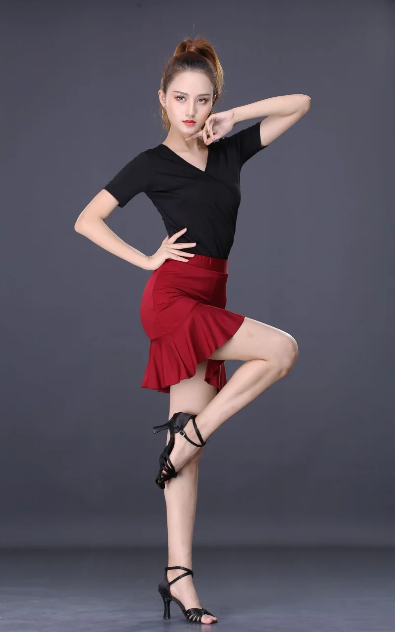 

2021 Latin Fishtail Skirt Women's Adult Latin Skirt Training Practice Wear Irregular Fishbone Cha Cha Samba Competition Skirt
