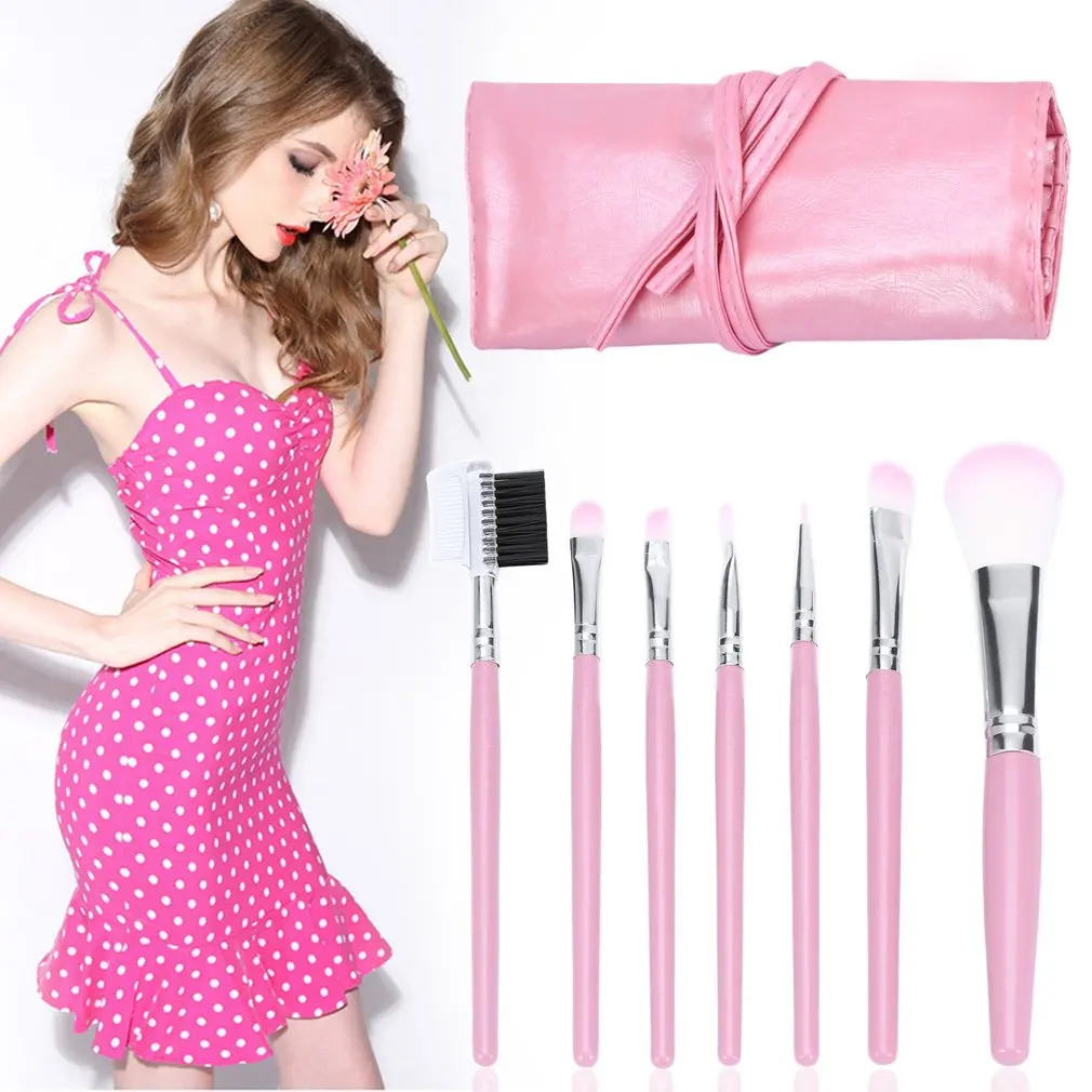 Женский розовый 7 шт. набор кистей для макияжа Профессиональный превосходный