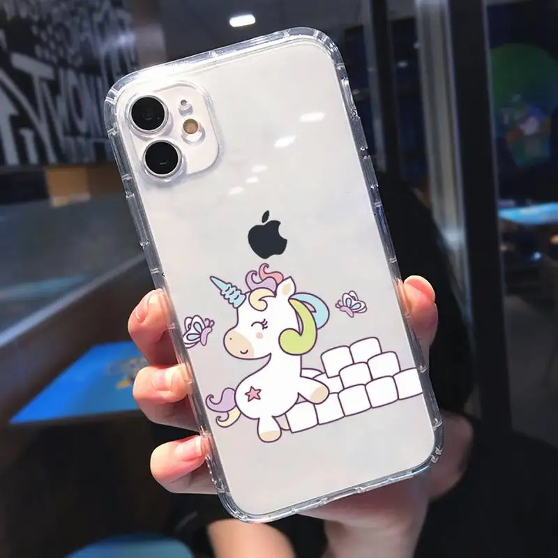 

Lovely Unicorn Horse Phone Case Transparent for iPhone 11 12 mini pro XS MAX 8 7 6 6S Plus X 5S SE 2020 XR