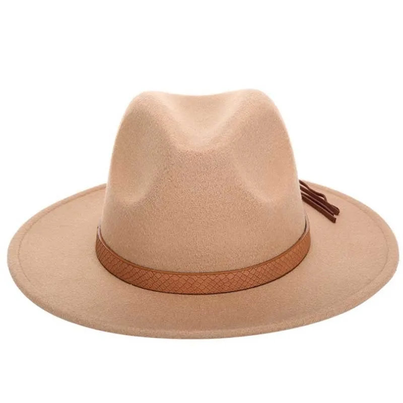 

2020 Hot Autumn Winter Sun Hat Women Men Fedora Hat Classical Wide Brim Felt Floppy Cloche Cap Chapeau Imitation Wool Cap