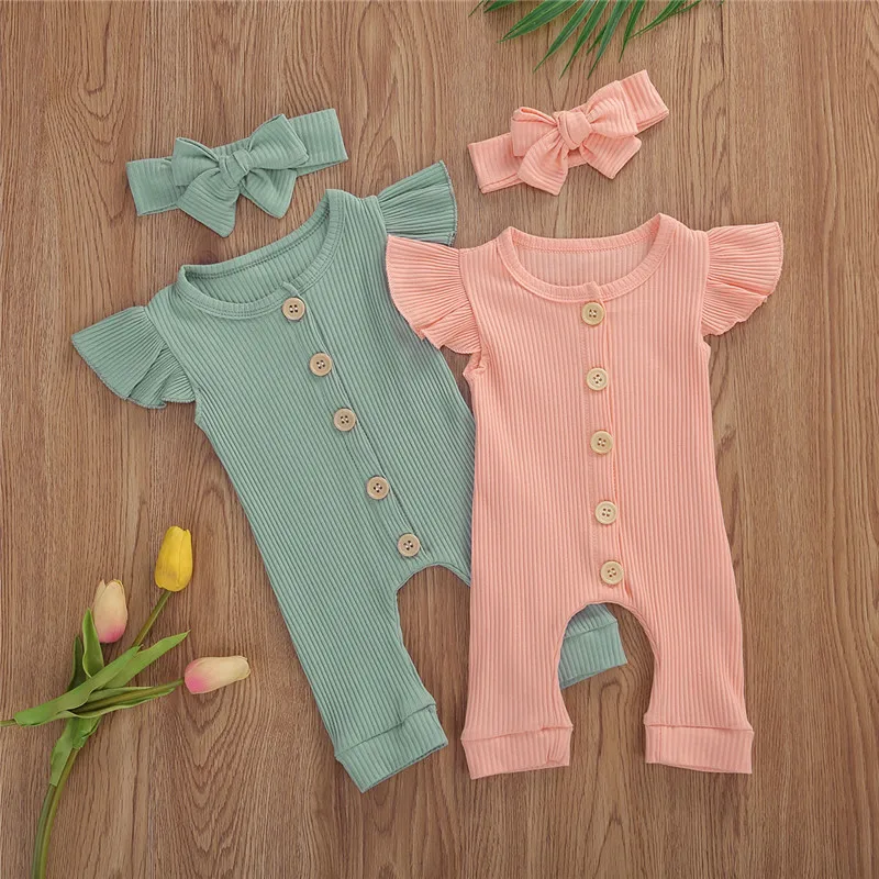 Модные комбинезоны для маленьких девочек летние милые однотонные однобортные