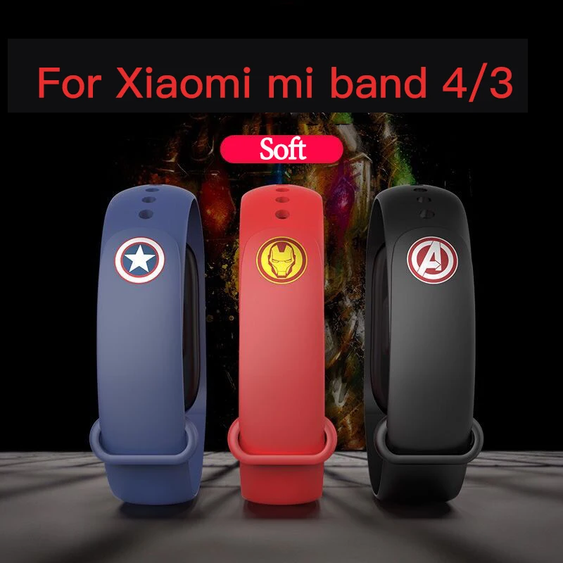 Браслет с металлической пряжкой для Xiaomi mi 3 4 спортивный ремешок силиконовый мультяшный ремешок для mi Band 3 4 mi band 4 3 ремешок