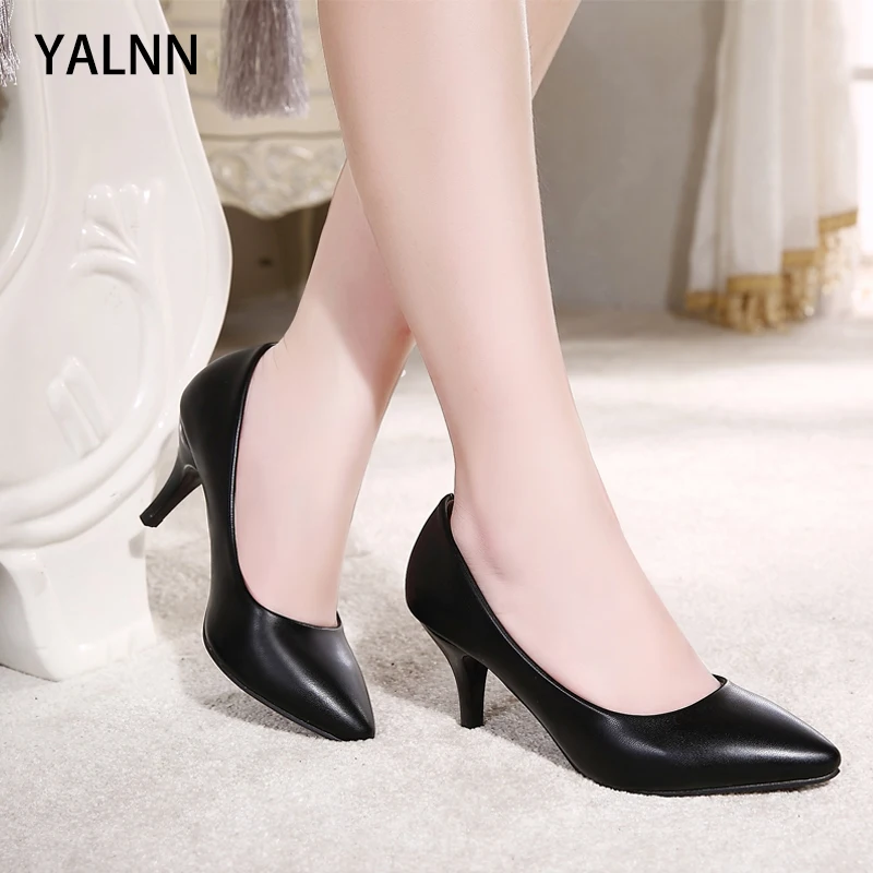 Yalnn/элегантные офисные женские туфли на шпильке новые модные квадратном каблуке