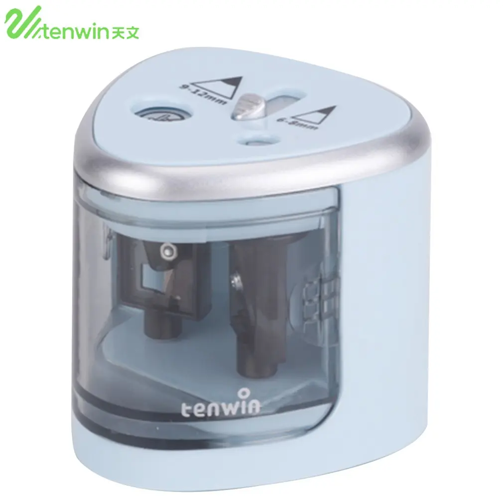 

TENWIN Electric Auto Pencil Sharpeners Two-hole Pencil Sharpener For School Office Home Stationery Battery USB Charge Powered
