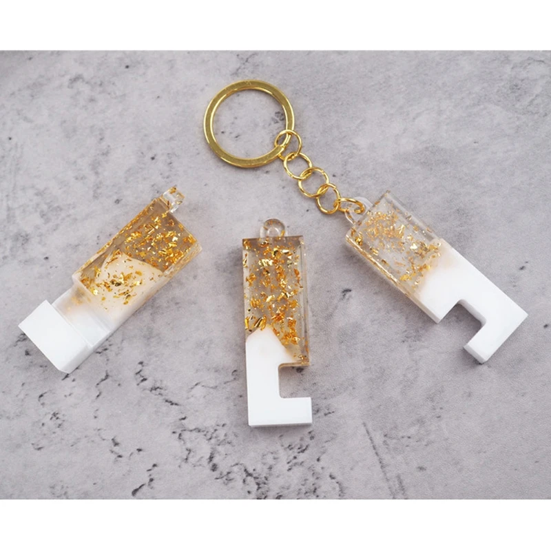 

Protable Mobile Phone Stand Silicone Resin Mold Phone Holder Keychain Mold Tool XXFB