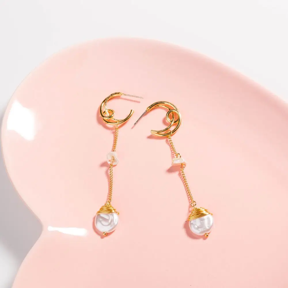 Серьги из натурального пресноводного жемчуга Женские винтажные свадебные