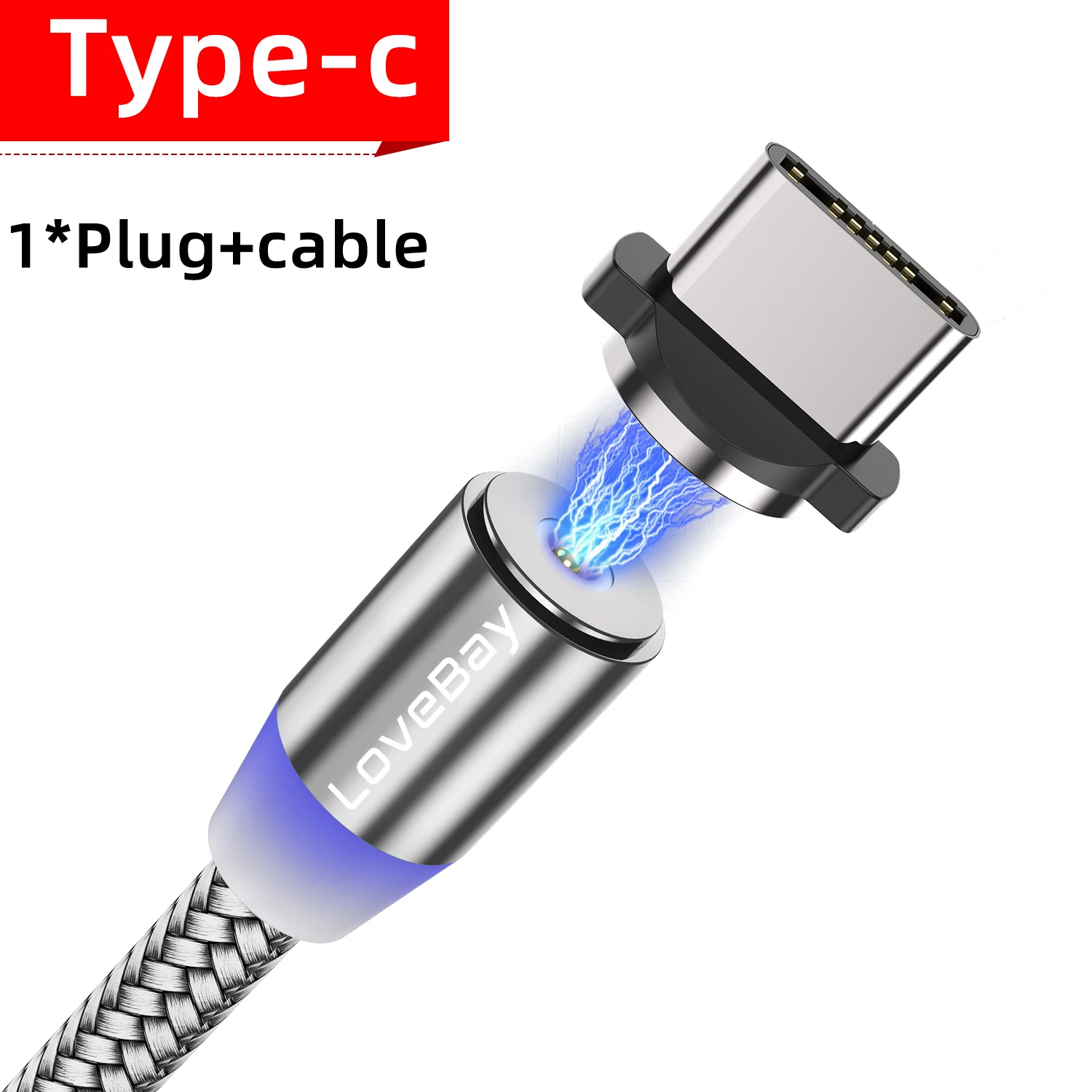 Lovebay Магнитный USB 3 м кабель для быстрой зарядки для Iphone TYPE-C Micro USB шнур Магнит Micro USB кабель для мобильного телефона USB шнур - Цвет: Gray for Type c