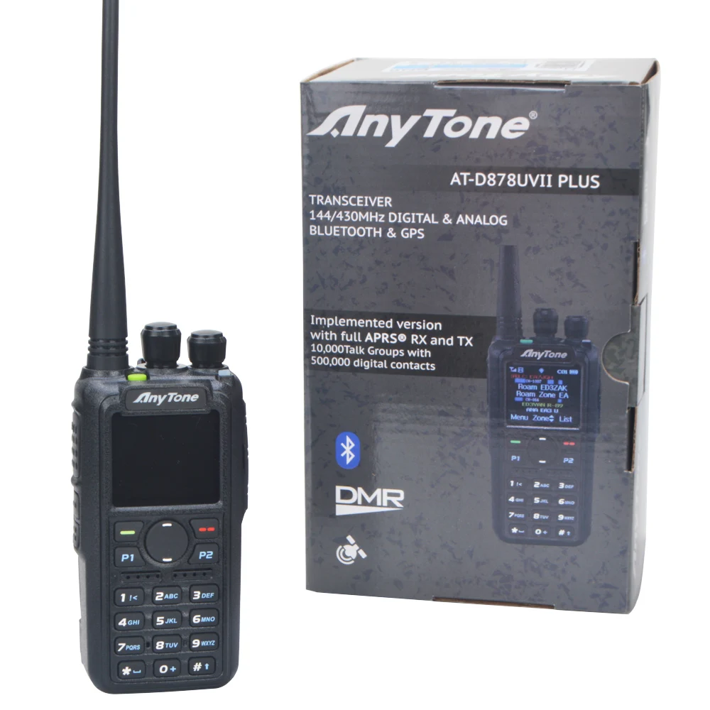 Радиоприемник Anytone Ham AT D878UVII Plus Bluetooth совместимый PTT GPS APRS двухдиапазонный VHF/UHF DMR