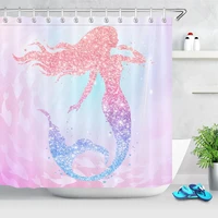 beautiful rose gold mermaid shower curtain fabric waterproof ocean bathroom curtain girls tub shower curtains polyester decor