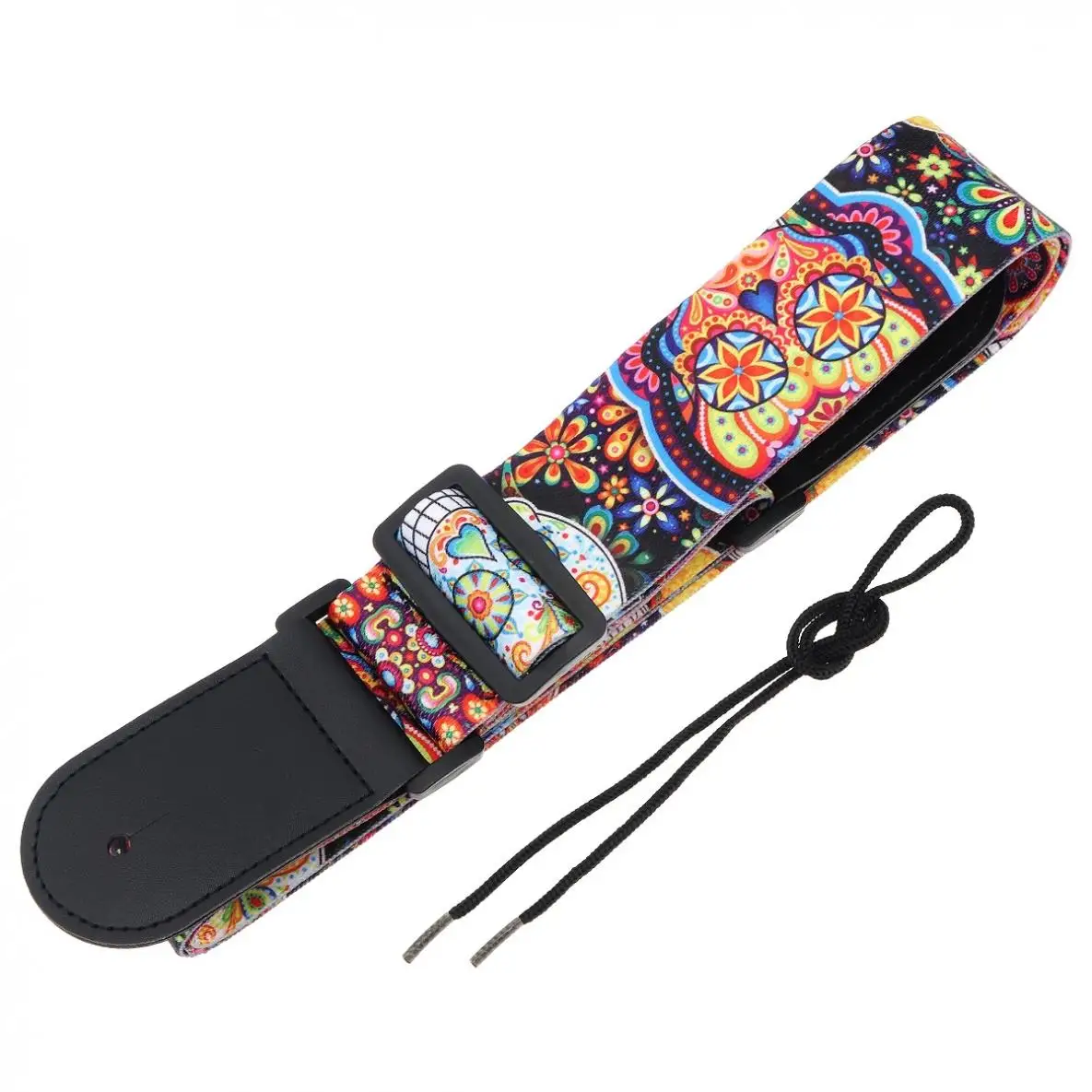 

Florescent Pattern Printing Guitar Straps with PU Leather Ends 5cm Wide Adjustable 110 -150cm Length for Guitar Bass