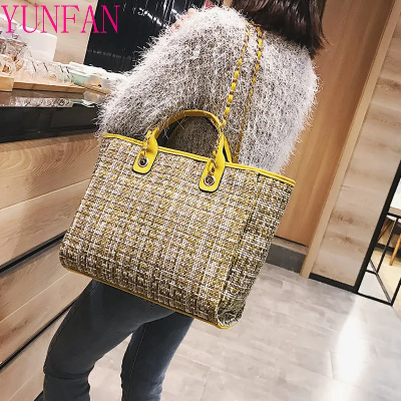 

Роскошные Дизайнерские дамские сумочки 2019, повседневная брендовая сумка большой вместимости из шерсти для покупок, Женская дорожная сумка ...