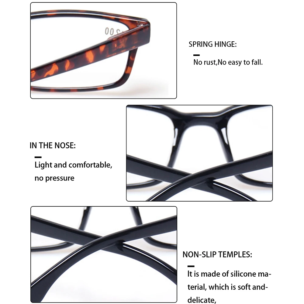 Очки для чтения Turezing с пружинным шарниром классическая прямоугольная оправа