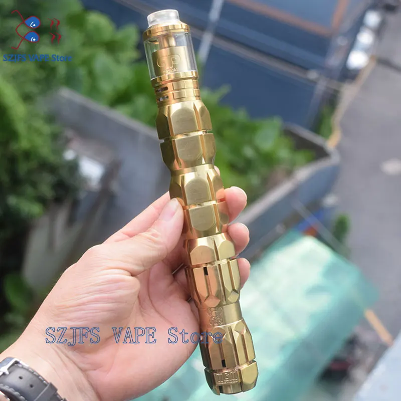 

mcmmoos Mech mod with qp Designs fatality m25 rta 4ml /5.5ml rta 18650 20700 21700 25mm brass mod vs ennequadro tower sob AV mod