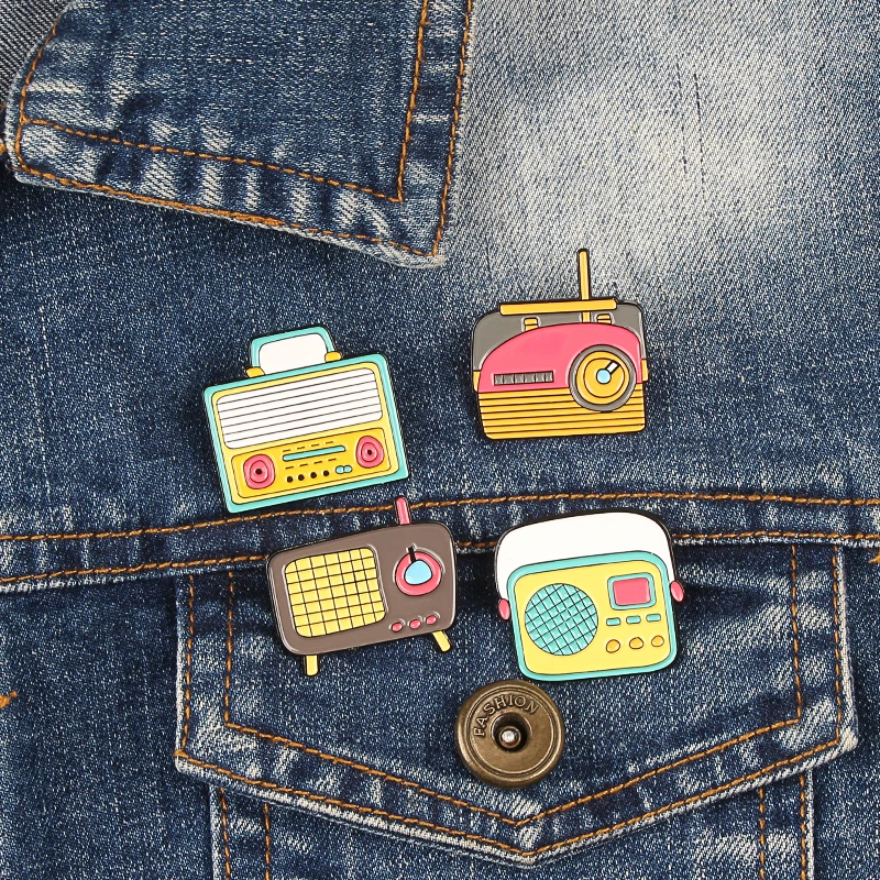 Винтажные Мультяшные портативные радиоэмалированные булавки для мужчин и wo