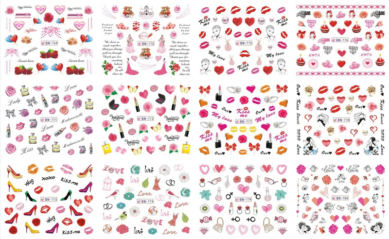 12 видов конструкций/лист Красота Фламинго разные варианты дизайна полный