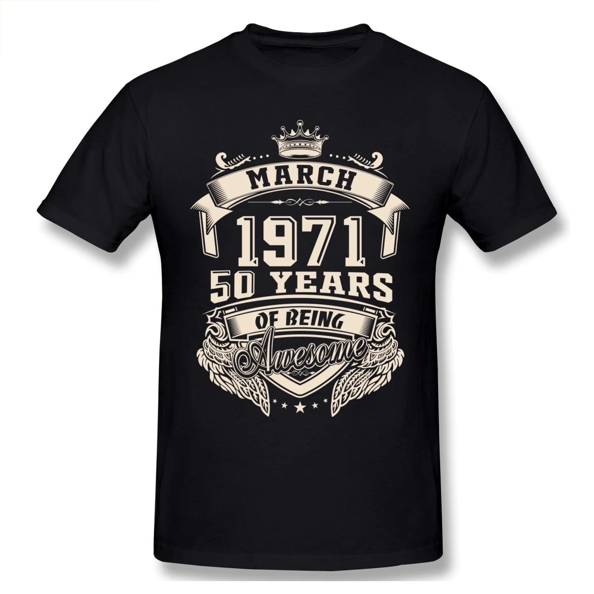 

Custom Logo Born In March 1971 50 Years Of Being Awesome T Shirt Big Size Cotton Crewneck Short Sleeve Men Tshirt