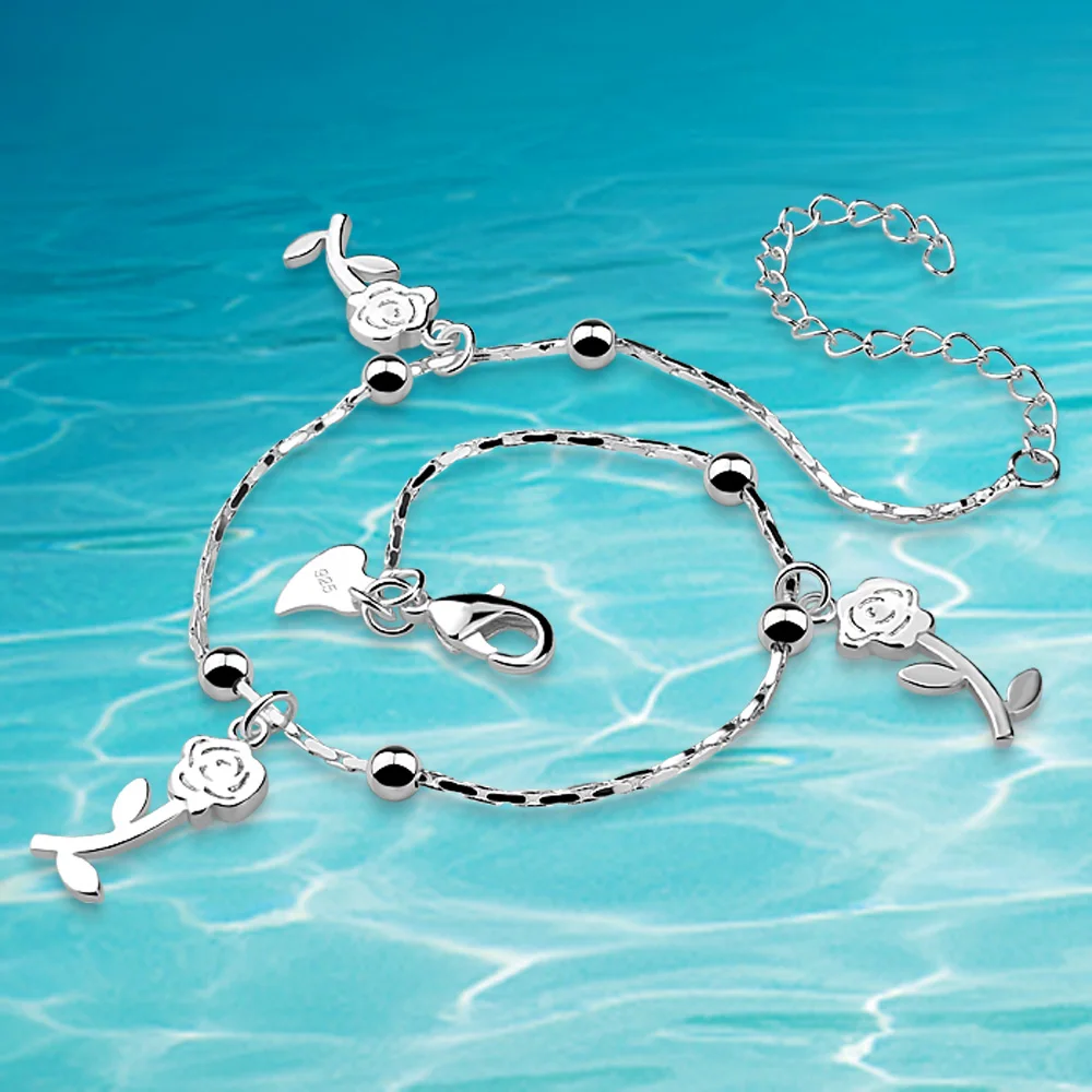 Женские ножные браслеты из стерлингового серебра 925 пробы высокого качества с