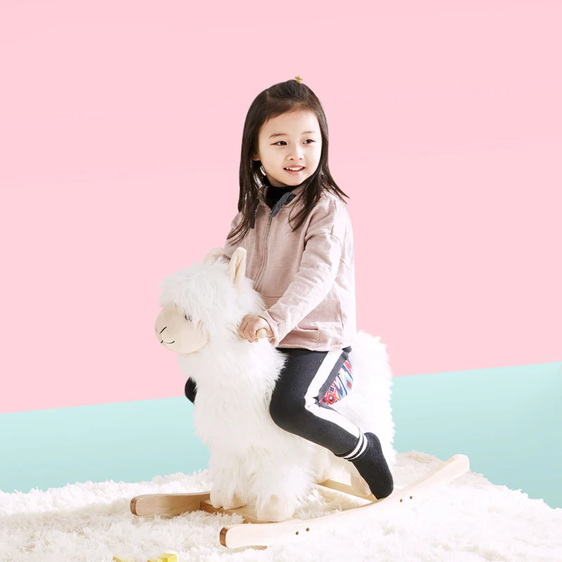 Ruizhi детская Милая лошадка-качалка из альпаки, домашняя детская качалка из цельного дерева, кресло-качалка для помещений, парк развлечений, деревянная лошадка, детские игрушки RZ1108