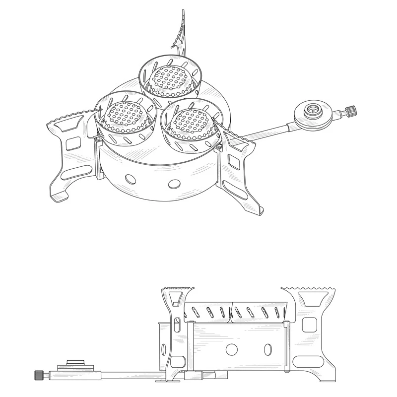 Газовая плита с тремя ядрами для кемпинга газовая высокой мощностью