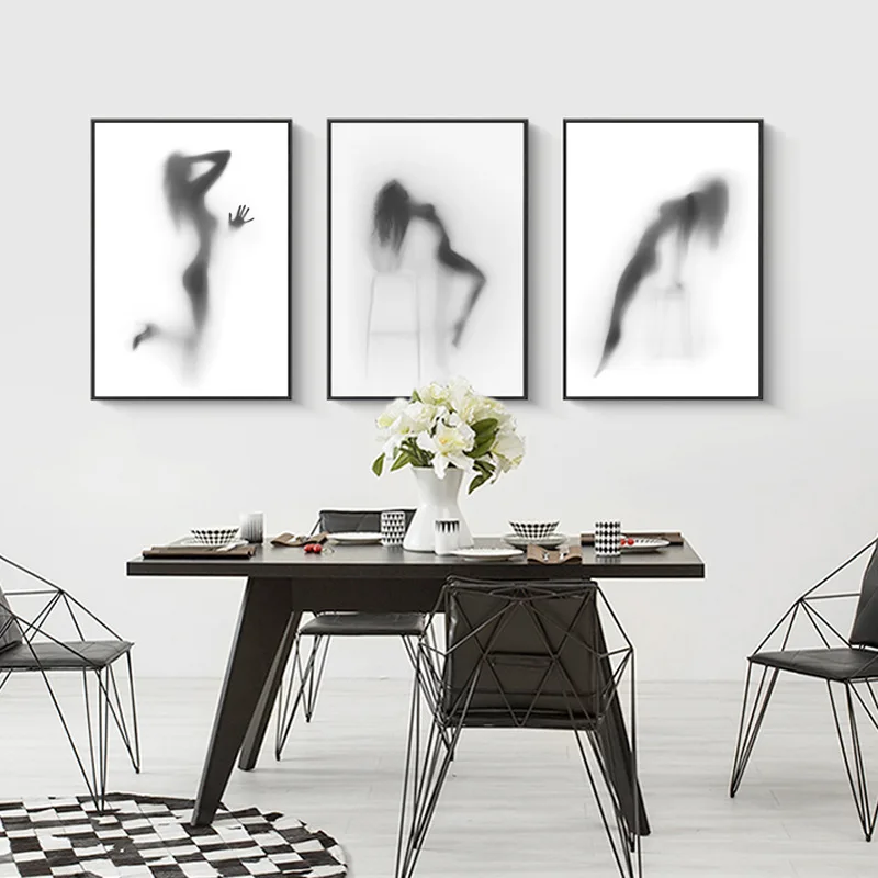 Настенные художественные полоски абстрактные сексуальные женщины холст рисунок