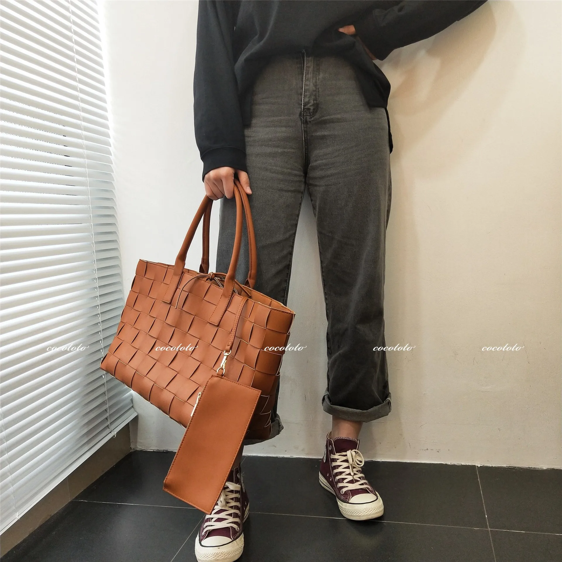 Новая кожаная сумка с плетением для отдыха на ремне Осень зима 2019 Повседневная