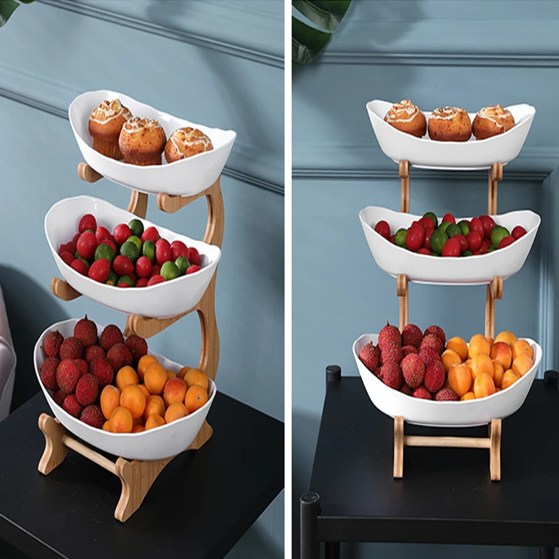 Plastic Fruit Plate Living Room Home Three-layer Snack Creative Modern Dried Basket Candy Dish | Дом и сад