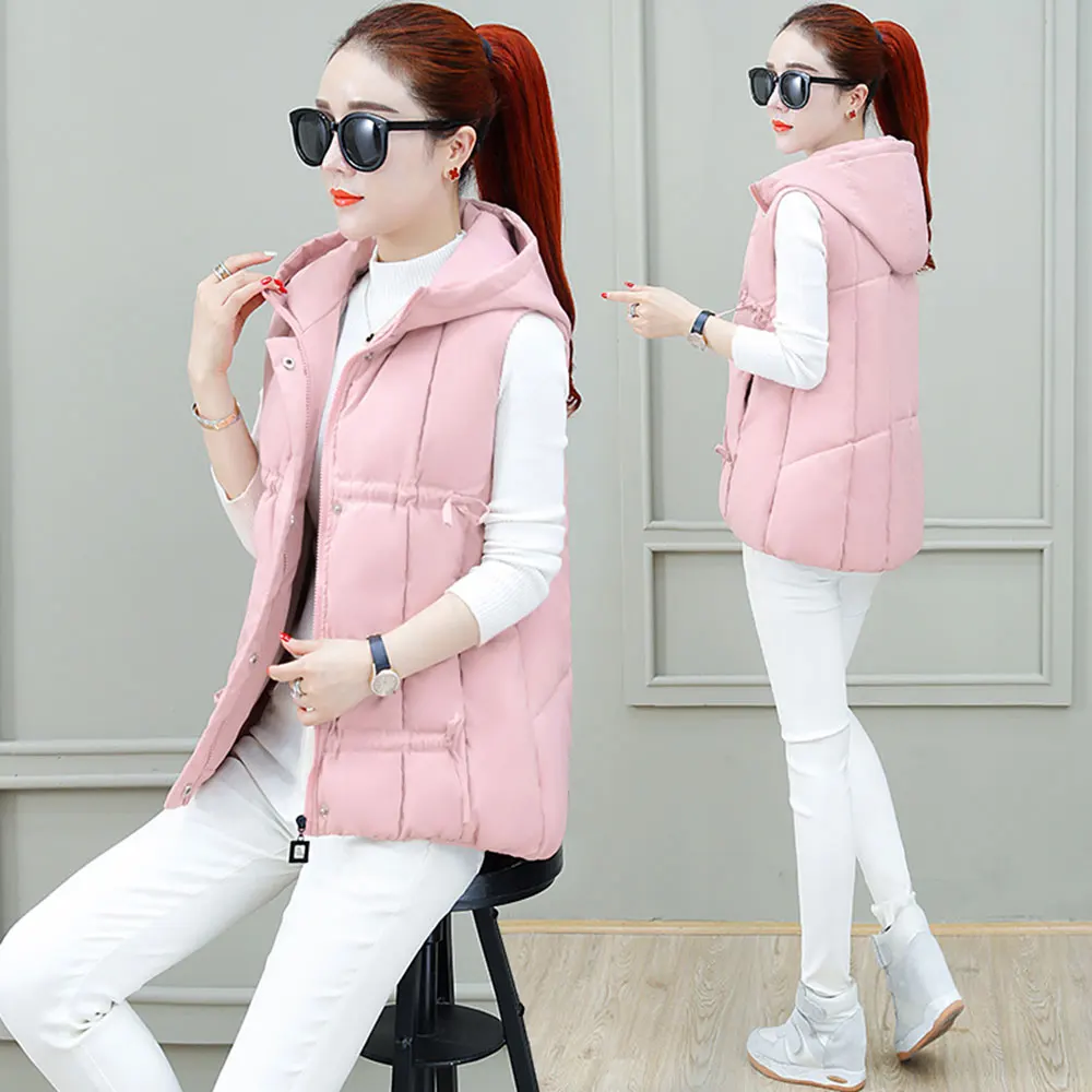 

Vadim Direct Selling Vest Casaco Feminino New Autumn Winter Women Vest Female Sleeveless Jacket Warm Hooded Waistcoat 2019
