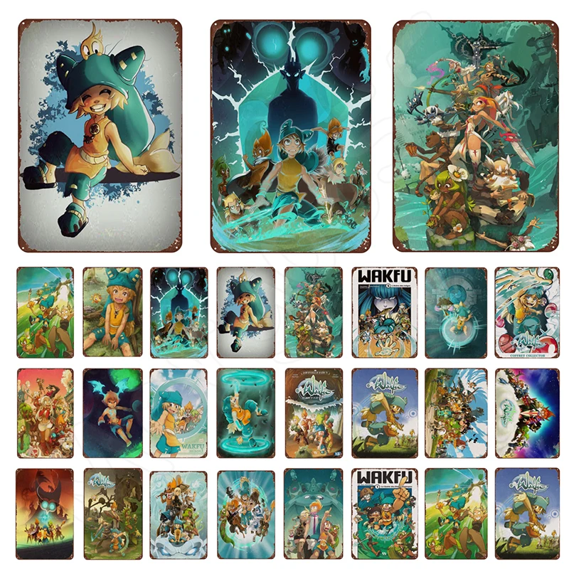 

Anime Wakfu Vintage Metal Tin Sign Plates Wall Decor Room Decoration Retro for Art Cafe Pub Home Club Man Cave Children's Gifts